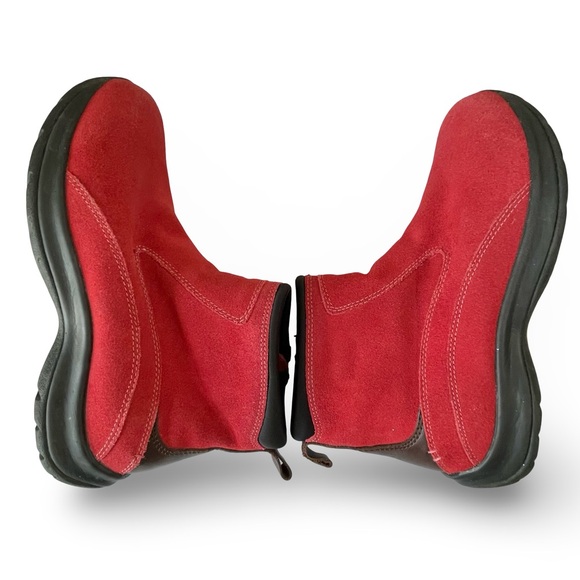 Lands’ End Suede Insulated Red Side Zip Round Toe Ankle Boots Sz10 - Picture 9 of 10